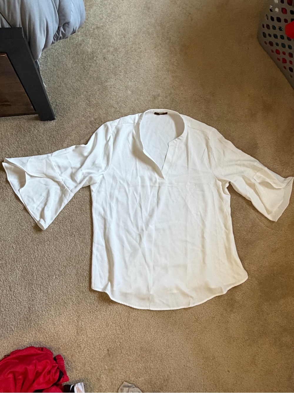 Women's Cream Split-Neck Bell Sleeve Tunic
